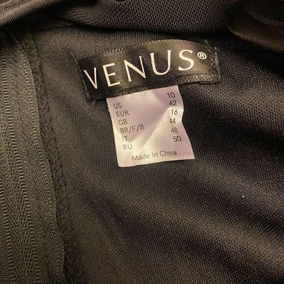 Venus‎ Retro Look Black Floral Embroidered Dress with Tulle Overlay Size 10 NWT - Picture 10 of 13